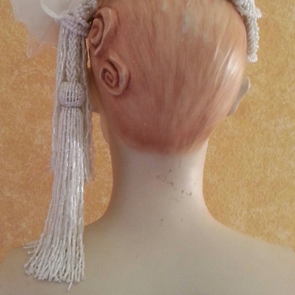 Gatsby White Beaded Vintage Style Headpiece